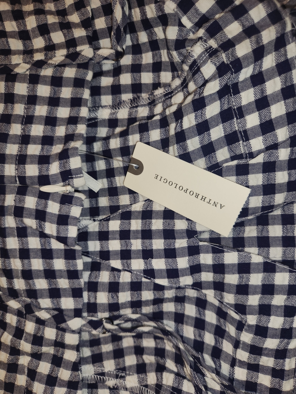 Blue Gingham Spaghetti Strap Mid Length Dress - Picture 6 of 6
